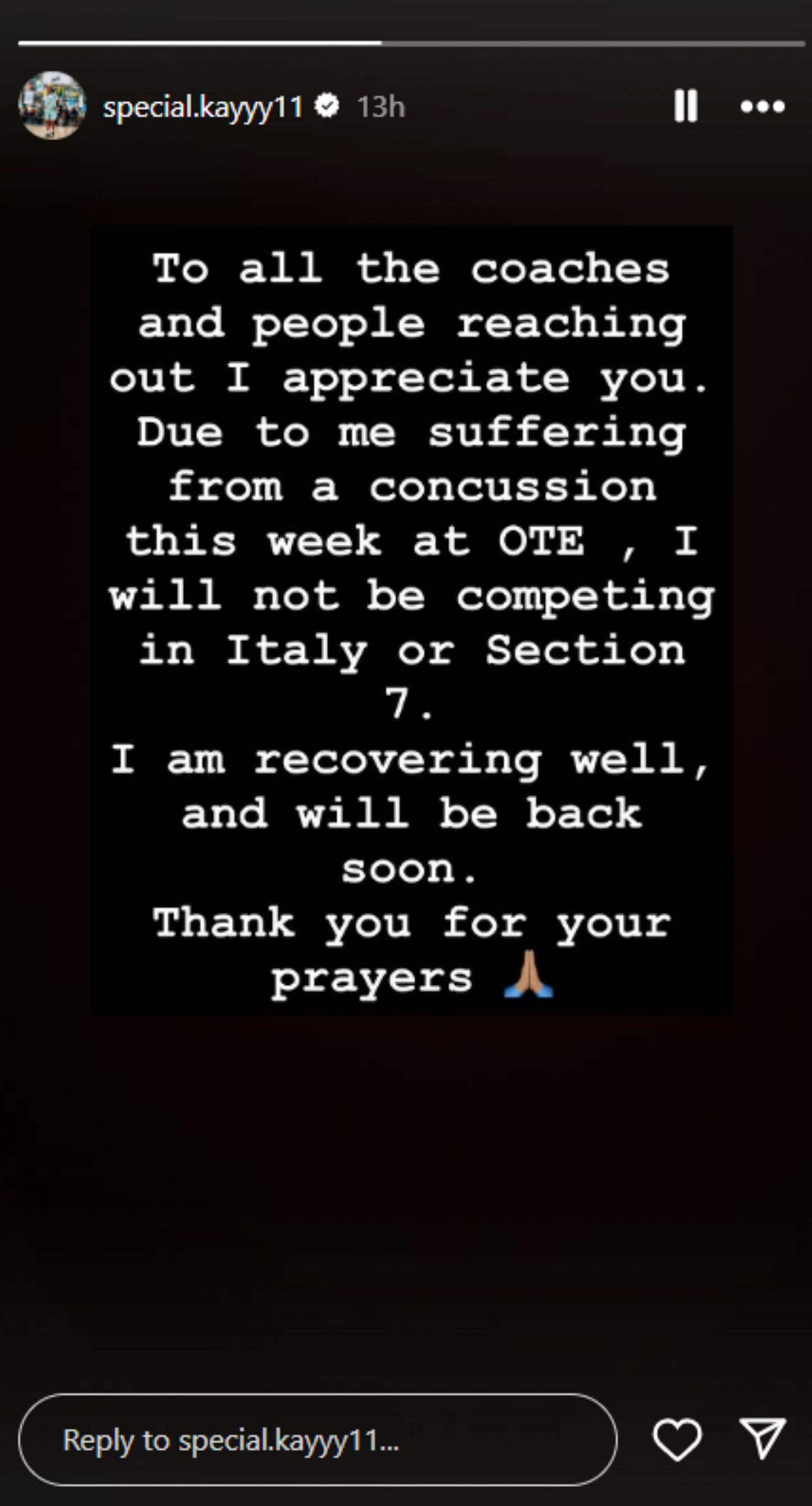 Days after playing under Juju Watkins' coaching, 2027 prospect Kaleena Smith announces withdrawal from Adidas' Eurocamp (Image via Instagram @special.kayyy1)